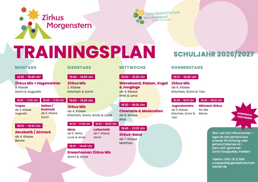 Trainingsplan Zirkus Morgenstarn 2026-2027